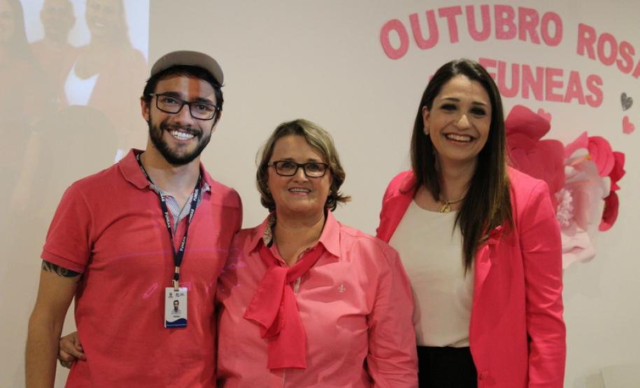 O evento “Outubro Rosa — um toque de amor, previna-se” teve como intuito levar informações às equipes que compõem a Funeas. A solenidade foi organizada pela diretoria técnica da Fundação e contou com uma palestra ministrada pela gerente de enfermagem e hotelaria da Funeas, Rosângela Galvão Cordeiro, que abordou diversos assuntos acerca do câncer de mama